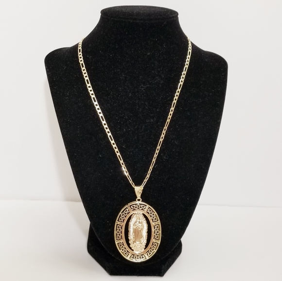 14K Gold Plated Virgen de Guadalupe Necklace. New - Picture 2 of 6
